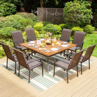9 Pieces Patio 60" x 60" Large Square Dining Table Set - Bed Bath ...